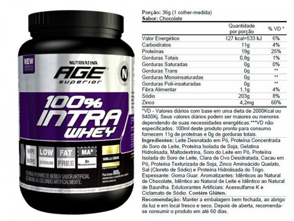 Whey Protein 100% Intra Whey 900g – Baunilha - Nutrilatina