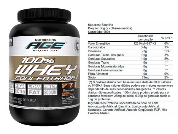 100% Whey Concentrada 900g - Baunilha - Nutrilatina